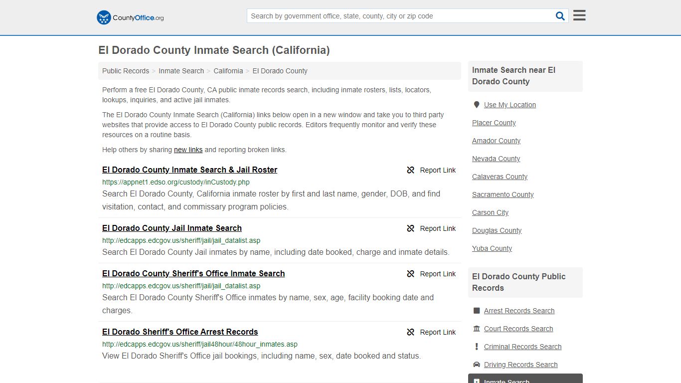 Inmate Search - El Dorado County, CA (Inmate Rosters ...